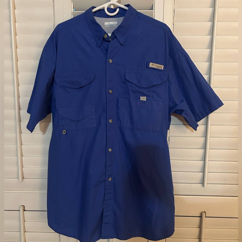 Columbia PFG Men's Blue Short Sleeve Shirt